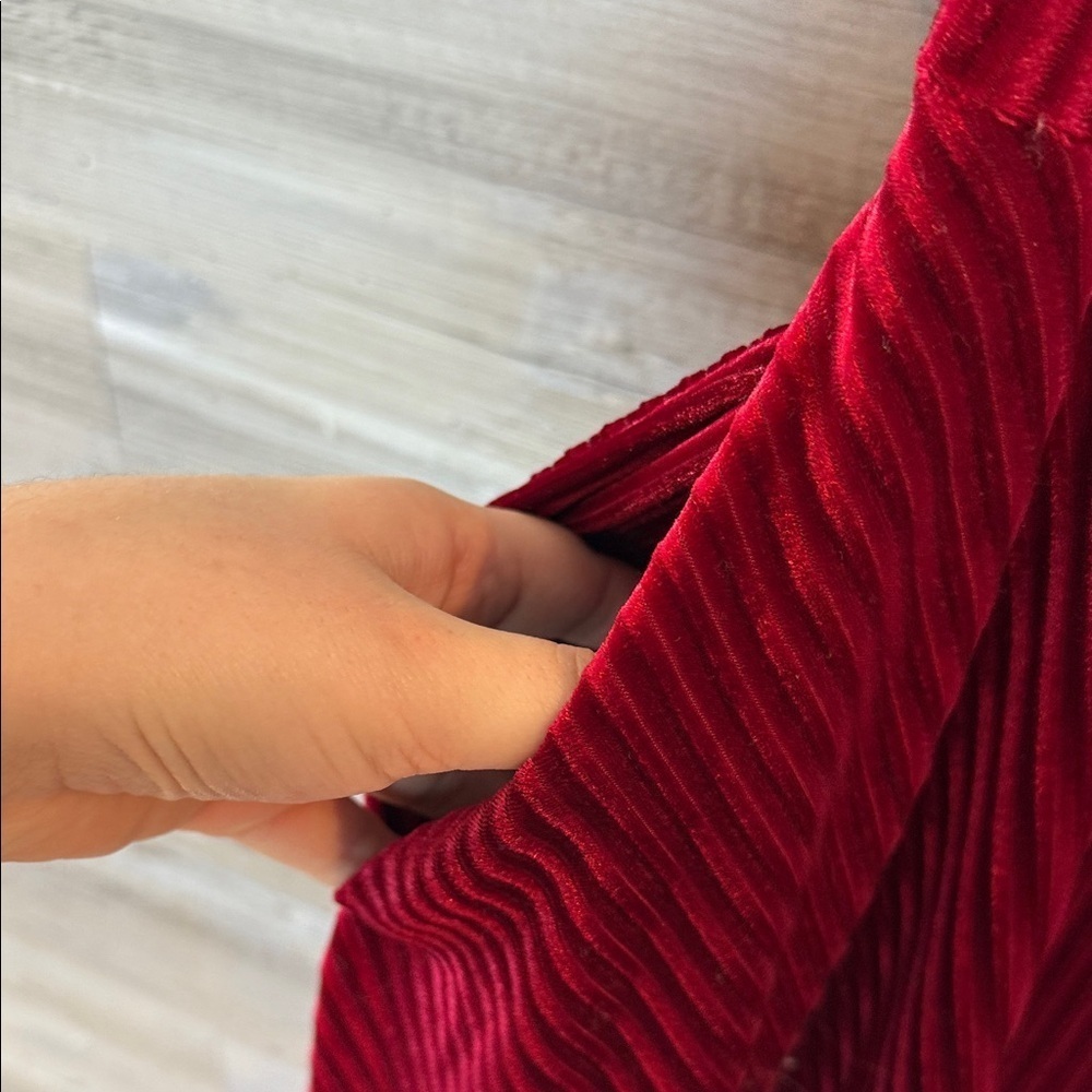 Unique Vintage Merlot Striped Velvet Fit and Flare Dress - Picture 5 of 7